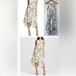 Mossimo Dress| Watercolor Midi Butterfly Asymmetrical Dress | Green/White  SZ L